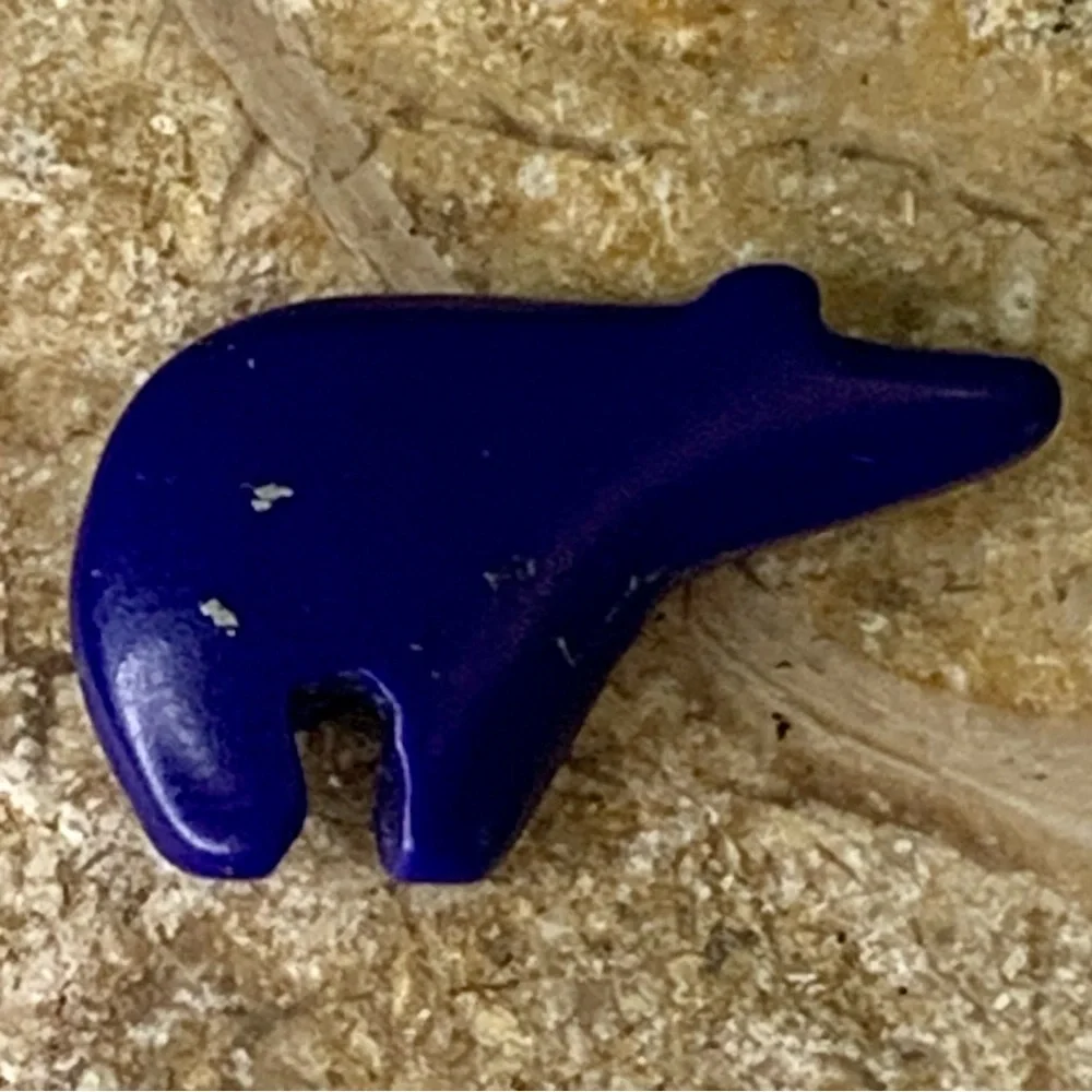 Native American Style Blue Zuni Bear Fetish Bead Carved Miniature Spirit Animal